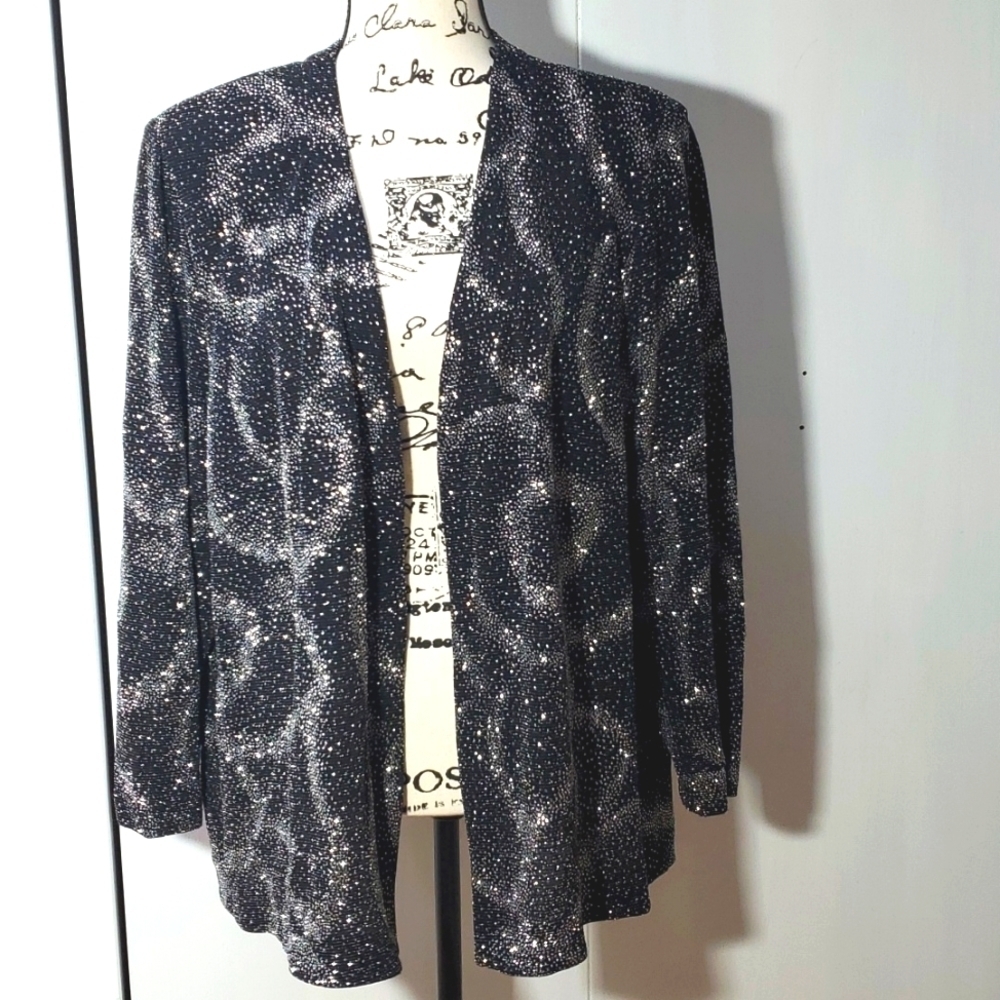 Alex Evenings - Womens Black Silver Shimmer Open Dressy Blazer  Sz.24w